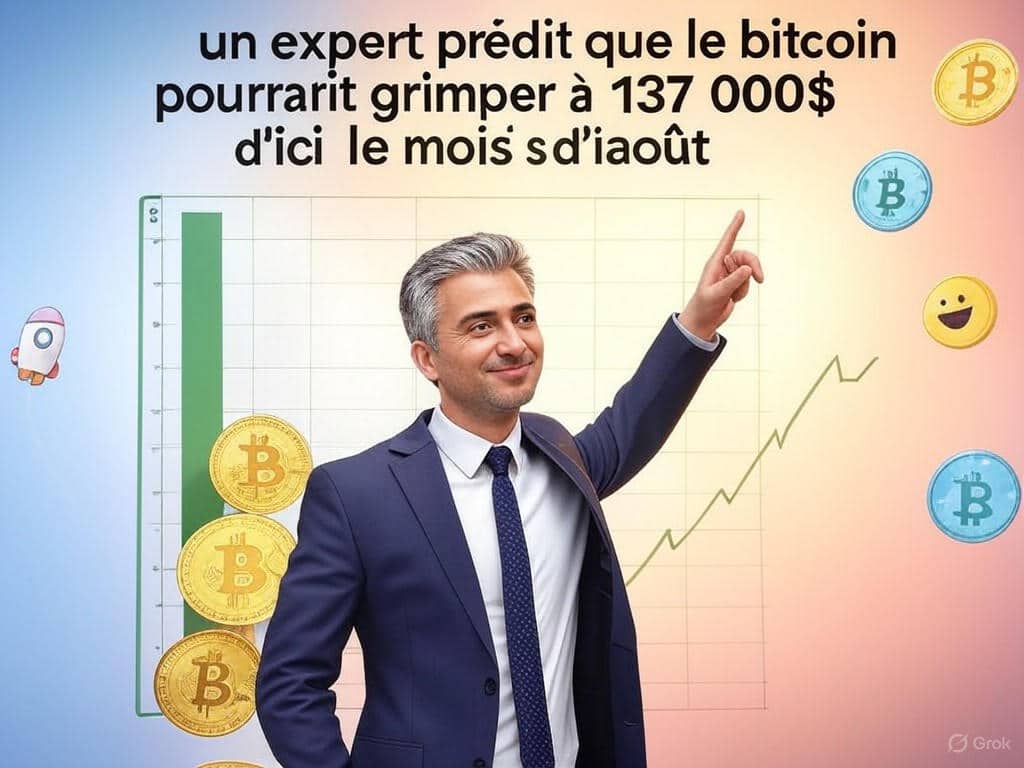 découvrez les prévisions d'un expert qui anticipe une hausse spectaculaire du bitcoin, atteignant potentiellement 137 000$ d'ici le mois d'août. restez informé des tendances du marché et des analyses financières afin de mieux comprendre cette opportunité d'investissement prometteuse.