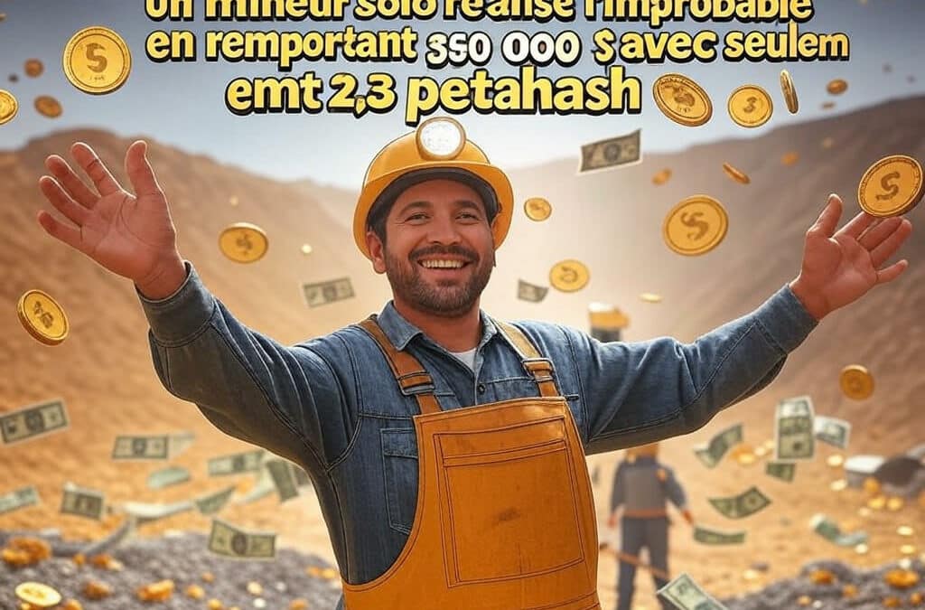 Un mineur solo réalise l’improbable en remportant 350 000 $ avec seulement 2,3 petahash