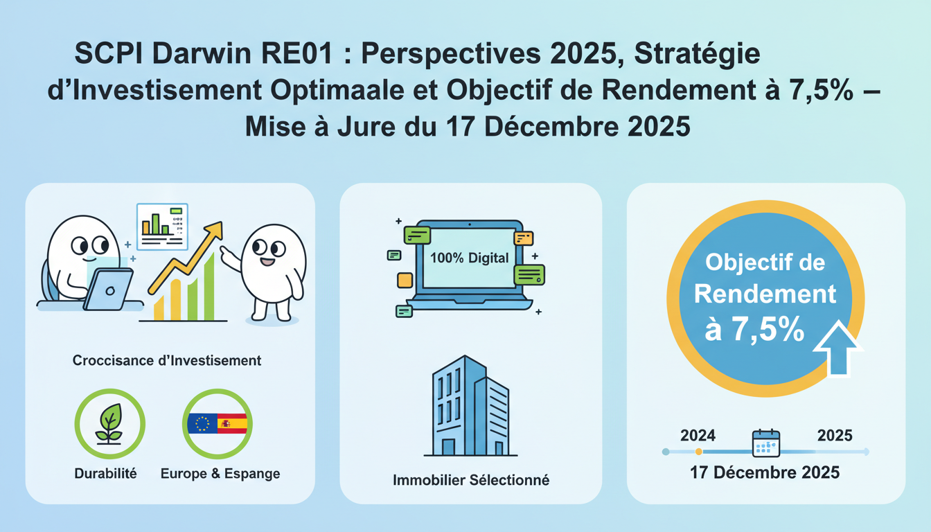 découvrez les perspectives 2025 de la scpi darwin re01, sa stratégie d’investissement optimale et son objectif de rendement à 7,5%. mise à jour complète au 17 décembre 2025 pour maximiser vos placements.