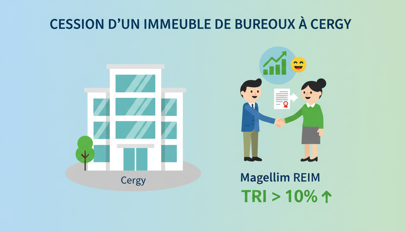 magellim reim finalise la vente d’un immeuble de bureaux à cergy, avec un rendement interne exceptionnel dépassant 10%, démontrant une performance attractive pour les investisseurs.