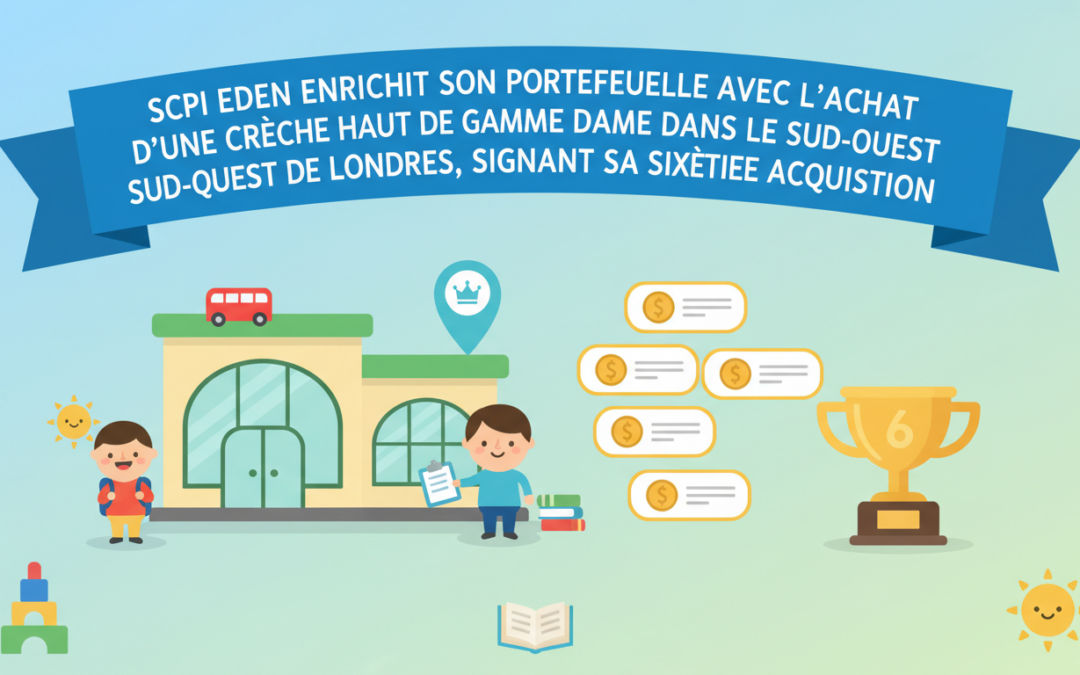 scpi eden renforce son portefeuille immobilier avec l'acquisition d'une crèche haut de gamme dans le sud-ouest de londres, marquant sa sixième opération réussie.