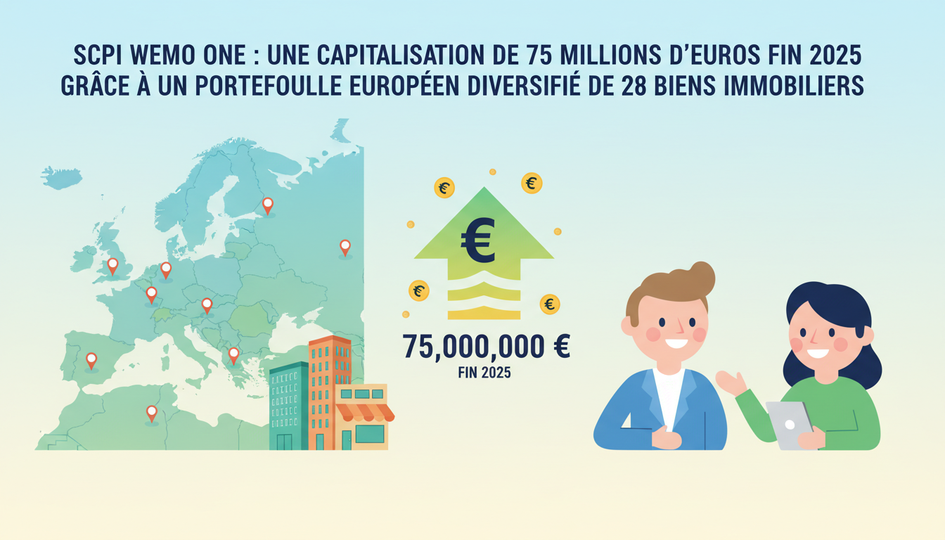 découvrez la scpi wemo one, visant une capitalisation de 75 millions d'euros fin 2025, avec un portefeuille européen diversifié composé de 28 biens immobiliers.