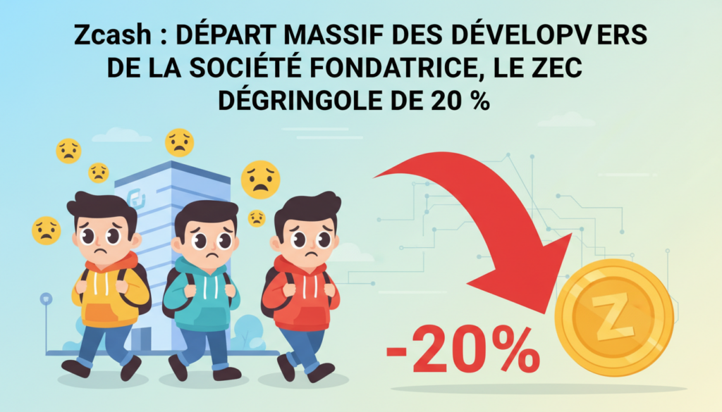 zcash fait face à une crise majeure avec le départ en masse des développeurs de sa société fondatrice, entraînant une chute de 20 % du prix du zec.