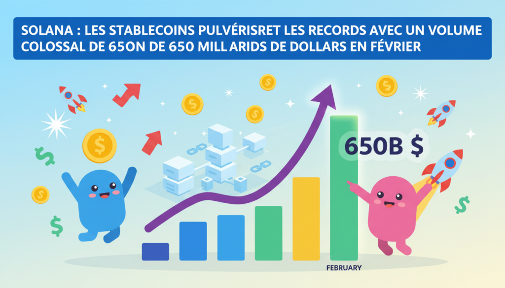découvrez comment les stablecoins sur solana ont atteint un volume record de 650 milliards de dollars en février, marquant une étape majeure dans la croissance des cryptomonnaies.