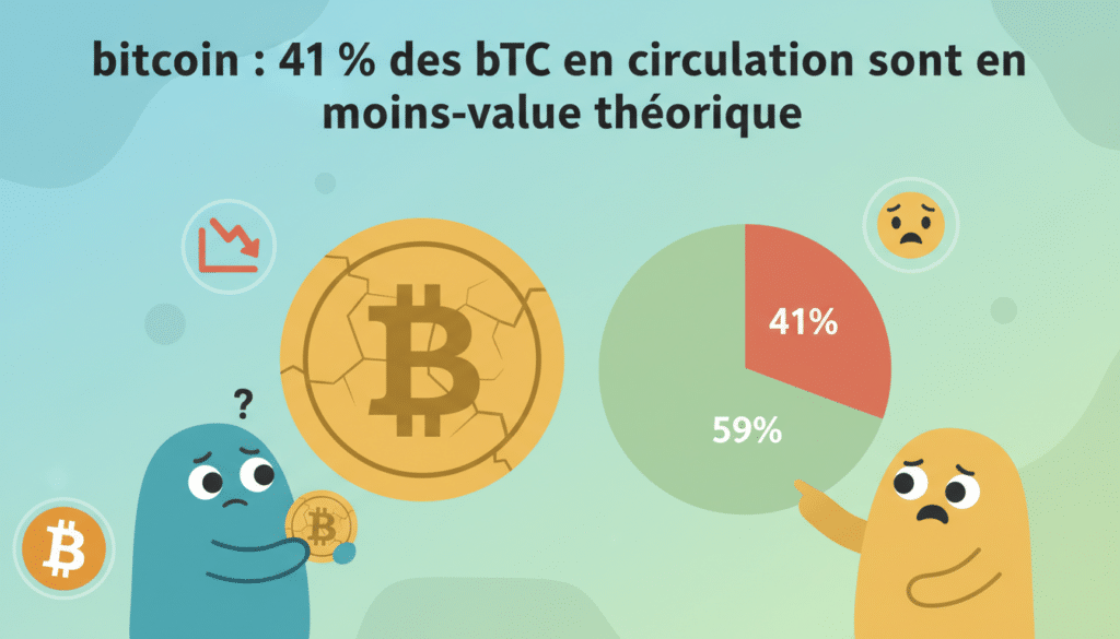 découvrez pourquoi 41 % des bitcoins en circulation sont en moins-value théorique et ce que cela signifie pour les investisseurs et le marché des cryptomonnaies.