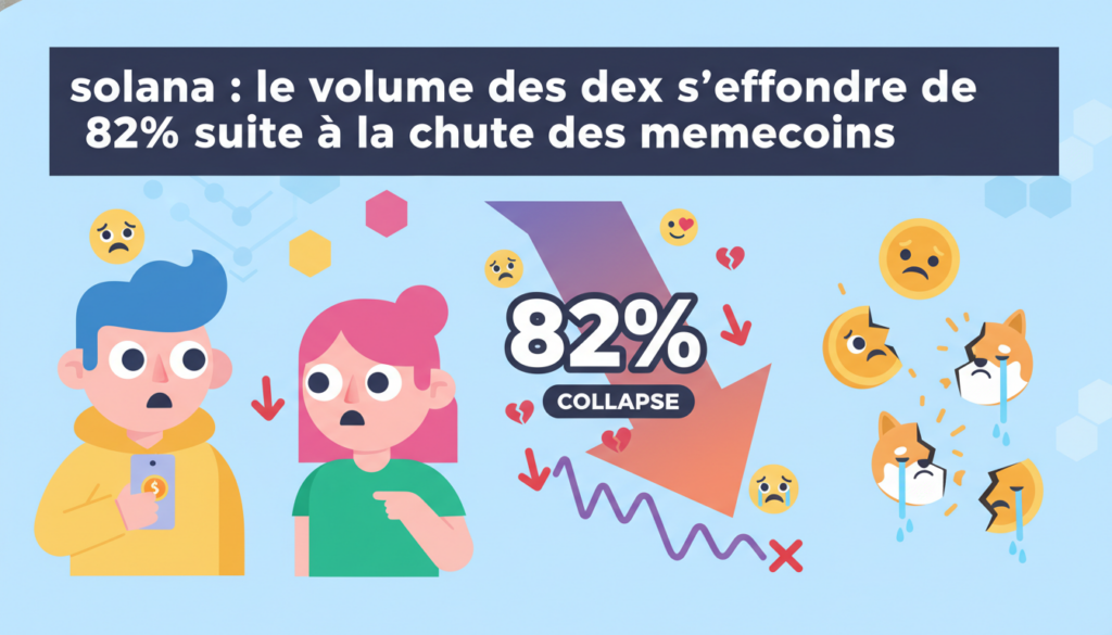 analyse de la chute spectaculaire de 82 % du volume des échanges décentralisés (dex) sur solana, liée à la forte baisse des memecoins.