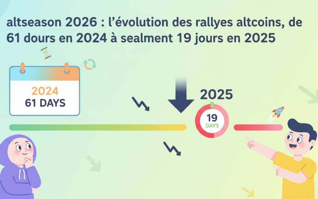 découvrez l'évolution des rallyes altcoins avec l'altseason 2026 : une contraction notable de la durée des rallyes, passant de 61 jours en 2024 à seulement 19 jours en 2025.