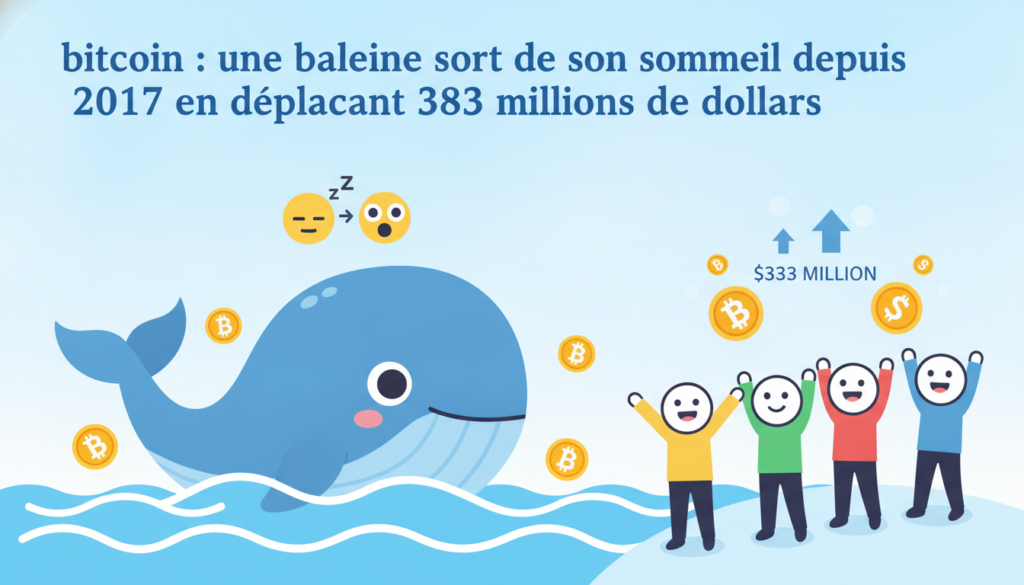 découvrez comment une baleine bitcoin endormie depuis 2017 a soudainement déplacé 383 millions de dollars, marquant un événement majeur sur le marché des cryptomonnaies.