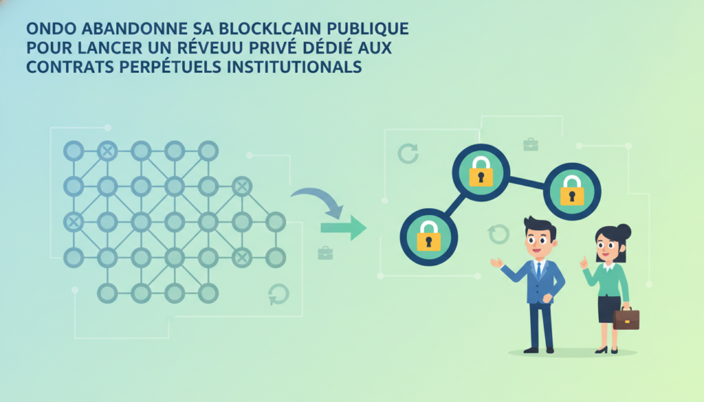 ondo met fin à sa blockchain publique pour lancer un réseau privé destiné aux contrats perpétuels institutionnels, offrant ainsi plus de sécurité et de confidentialité aux acteurs financiers.