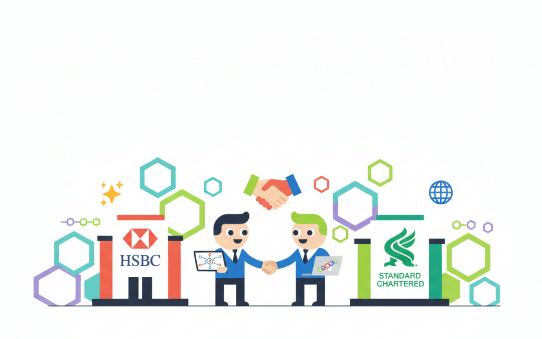 hsbc et standard chartered unissent leurs forces pour lancer le registre blockchain révolutionnaire de swift, transformant la sécurité et la transparence des transactions financières internationales.