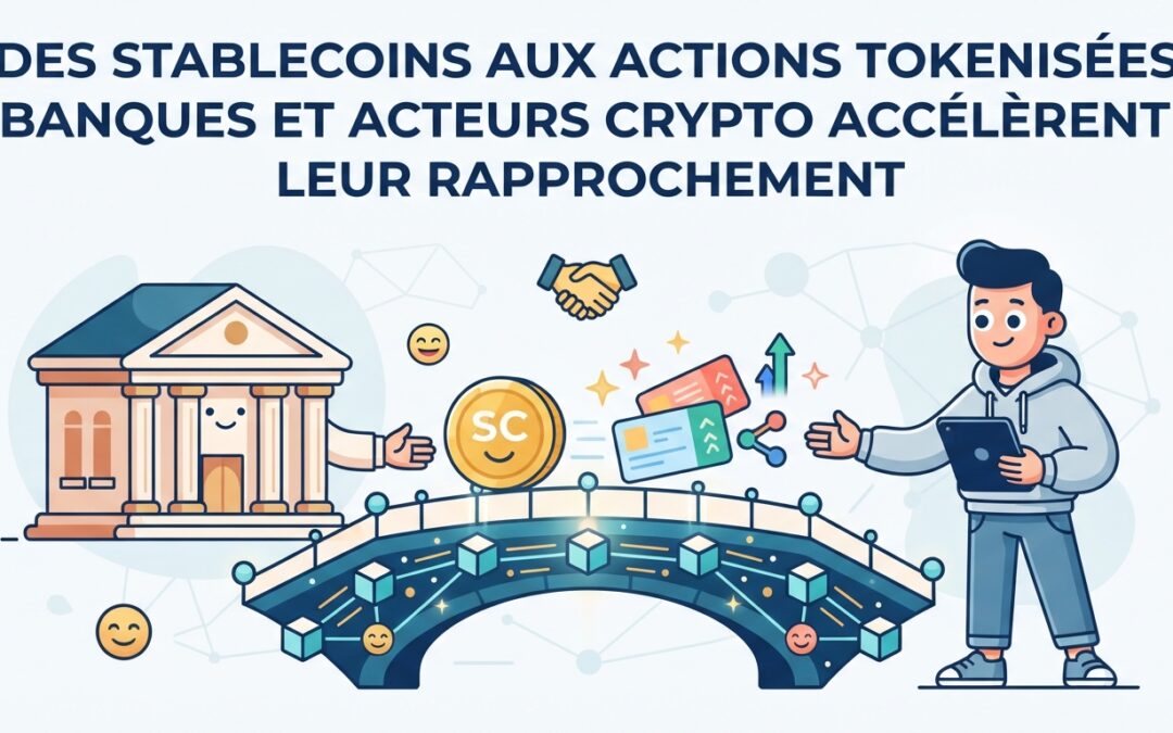 stablecoins, actions tokenisées : banques et acteurs crypto renforcent leurs liens et accélèrent la convergence entre finance traditionnelle et actifs numériques.