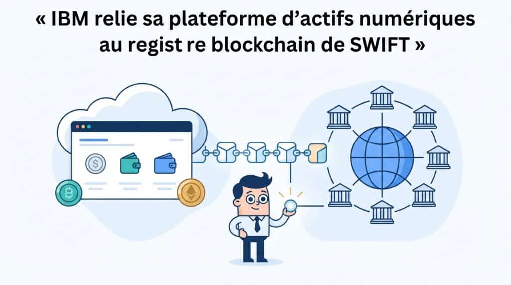 ibm relie sa plateforme d’actifs numériques au registre blockchain de swift pour faciliter l’interopérabilité et les échanges entre institutions financières.