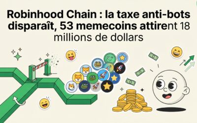 Robinhood Chain : la taxe anti-bots disparaît, 53 memecoins attirent 18 millions de dollars